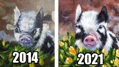 Daily Painting Progress Art before and After Acrylic April Challenge  | The Art Sherpa