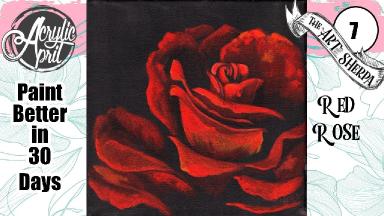 Red Rose  Easy Acrylic Tutorial Step by Step Day 7   #AcrylicApril2022