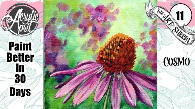 Purple Coneflower Daisy 🌺🌸🌼 Easy Acrylic Tutorial Step By Step Day 11  #acrylicapril2022