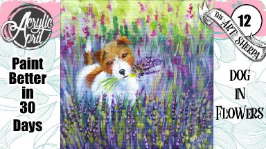 Fluffy Dog in lavender  Easy Acrylic Tutorial Step by Step Day 12   #AcrylicApril2022