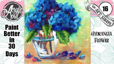 Hydrangea painting 🌺🌸🌼 Easy Acrylic Tutorial Step by Step Day 16   #AcrylicApril2022