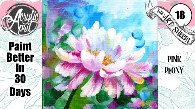 Loose Pink Peony 🌺🌸🌼 Easy Acrylic Tutorial Step by Step Day 18   #AcrylicApril2022