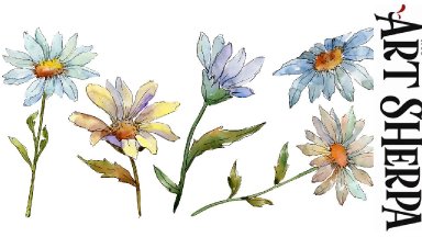VERY Easy Line and Wash Flowers  How to Paint Watercolor Step by step | The Art Sherpa