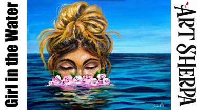 Romantic Girl Swimming in the Ocean  🌺🌸🌼  Full beginners Acrylic painting  Tutorial Step by Step
