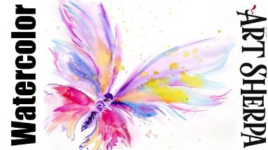 Loose Butterfly Wet into Wet Easy How to Paint Watercolor Step by step | The Art Sherpa
