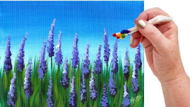 EASY How To Paint Lavender Flowers With Q Tips Beginner Acrylic