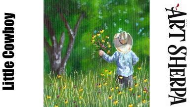 Little Cowboy   Landscape and Figure Acrylic painting Tutorial Step by Step   #AcrylicTutorial
