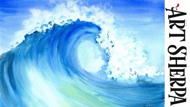 Easy Crashing Wave How to Paint Watercolor Step by step | The Art Sherpa