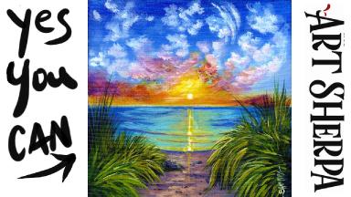 SeaGrass Sunset Beach  Acrylic painting Tutorial Step by Step   #AcrylicTutorial