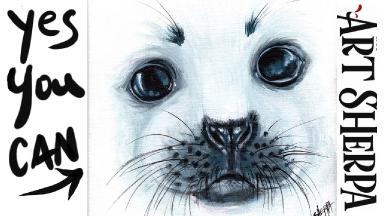 Seal Pup Eyes 🌺🌸🌼 Beginner  Acrylic painting Tutorial Step by Step   #AcrylicTutorial