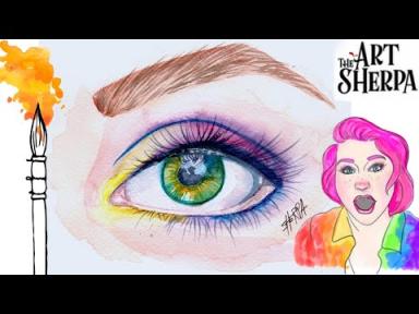 Realistic Eye Easy How to Paint Watercolor Beginners Step by step | Video Replay | The Art Sherpa