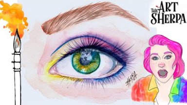 Realistic Eye Easy How to Paint Watercolor Beginners Step by step | Video Replay | The Art Sherpa