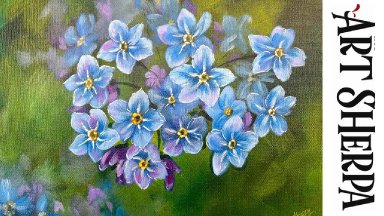 Forget Me Not Flowers  Beginner Acrylic painting Tutorial Step by Step   #AcrylicTutorial