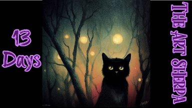 Black Cat Fantasy  ‍♀️ 13 Days of Halloween  Acrylic painting Tutorial Step by Step