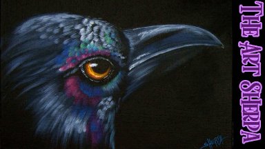 Crow in Black ‍♀️ 13 Days of Halloween  Acrylic painting Tutorial Step by Step