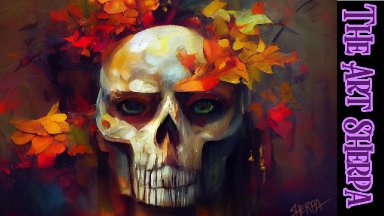 Autumn Skull ‍♀️ 13 Days of Halloween  Acrylic painting Tutorial Step by Step