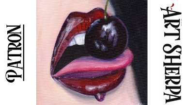 Patron Cherry lips Beginners Learn to paint Acrylic Tutorial Step by Step PART 3