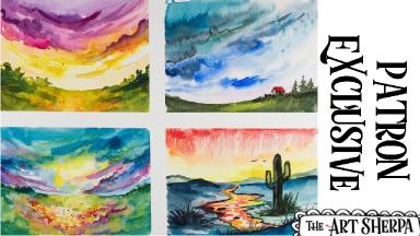 4 Easy watercolor Landscapes