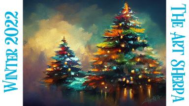 Christmas Trees Glowing Lights How To Paint Acrylics For Beginners