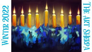 ABSTRACT Hanukkah menorah 🕎❄  How to paint acrylics for beginners: A step-by-step tutorial