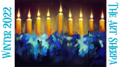 ABSTRACT Hanukkah menorah 🕎❄  How to paint acrylics for beginners: A step-by-step tutorial