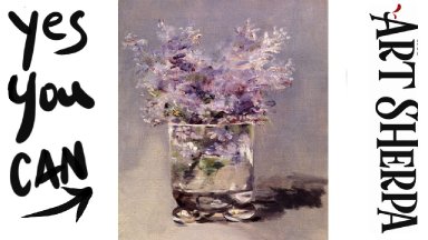 Lilacs in a Glass by Manet  How to paint acrylics for beginners: Paint Night at Home