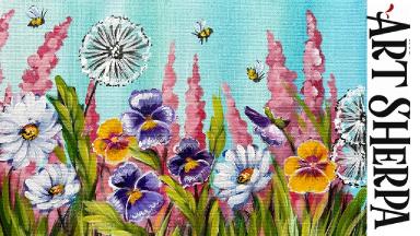 EASY Spring Wildflowers 🌟🎨 How to paint acrylics for beginners: Paint Night at Home