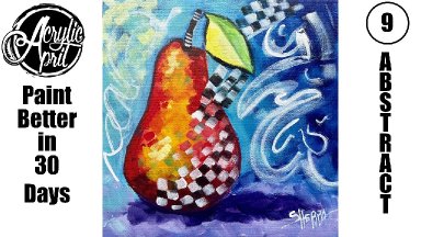 Abstract Pear Still life How to Paint a Abstract  in Acrylic Step by Step for Beginners | Day 9
