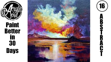 Acrylic April Day 16: Sunset Abstract Landscape | Impressionistic Influence | Beginner Tutorial