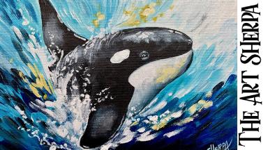Orca whale Splash Wave 🌟🎨 EASY How to paint acrylics for beginners: Paint Night at Home