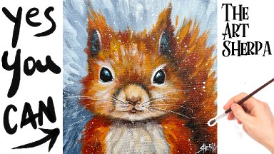 Easy Fluffy Squirrel  How to paint acrylics for beginners: Paint Night at Home
