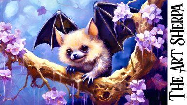 Cute Fantasy Bat Creature  How to paint acrylics f: Paint Night at Home Halloween