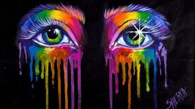 AMAZING Rainbow Drippy Realistic Eyes Acrylic Painting Tutorial 🌈🎨🌈 Aboutface  #13