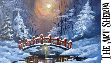 Painting a Snowy Winter Night / Acrylic Painting for Beginners 