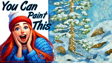 Snowy Pine Tree Landscape Step by Step Acrylic on Canvas Step by step Tutorial #painting