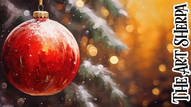 How to Draw Red Shiny Christmas Ornament  🌟🎨 How to paint acrylics step by step #art