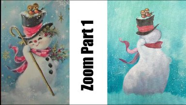 How to paint a draw a Vintage Snowman Part 1 ZOOM patron replay