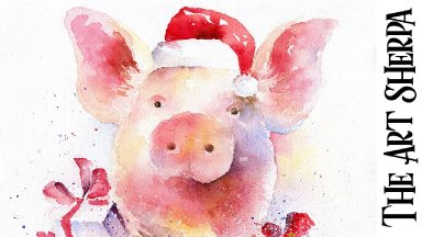 Patreon Zoom Class Replay - Holiday Pig WATERCOLOR