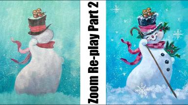 How to paint a draw a Vintage Snowman Part  2 ZOOM patron replay 