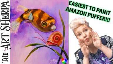 Amazon Green Puffer Fish  How to DRAW and PAINT acrylics for beginners