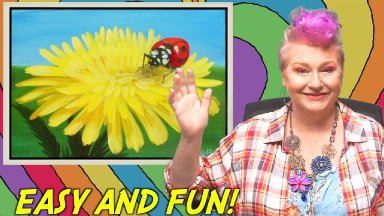 EASY Yellow Dandelion Ladybug 🌟🎨 How to paint acrylics for beginners: Paint Night at Home