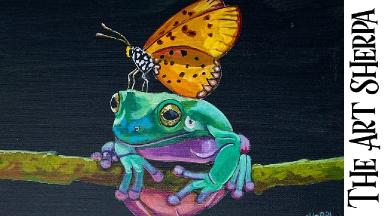 Patron Frog and Friend Part 2 How to paint acrylics for beginners: Paint Night at Home