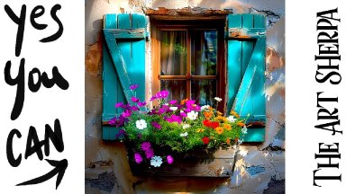 Flower box rustic Window  🌟🎨 How to paint acrylics for beginners: Paint Night at Home
