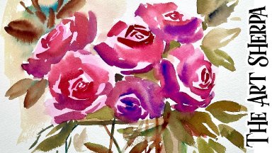 Patron Watercolor roses in vase painting