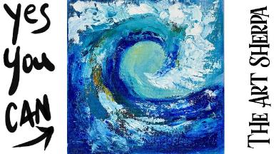 Easy abstract Wave 🌟🎨 How to paint acrylics for beginners: Paint Night at Home