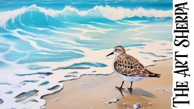 Beach Bird and Wave 🌟🎨 How to paint acrylics for beginners: Paint Night at Home