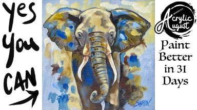 Elephant  How to Draw and Paint tutorial for Beginners: Acrylic August | Day 8