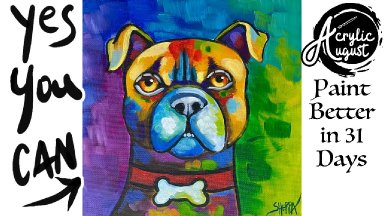 Pop Art Dog  How to Draw and Paint tutorial for Beginners: Acrylic August | Day 14