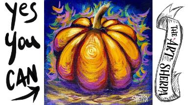 Easy Fall pumpkin  How to Draw and Paint tutorial for Beginners Paint night at home