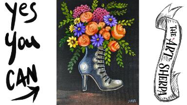 Witches boot Flowers🌟🎨 How to Draw and Paint tutorial for Beginners 13 Days of Halloween